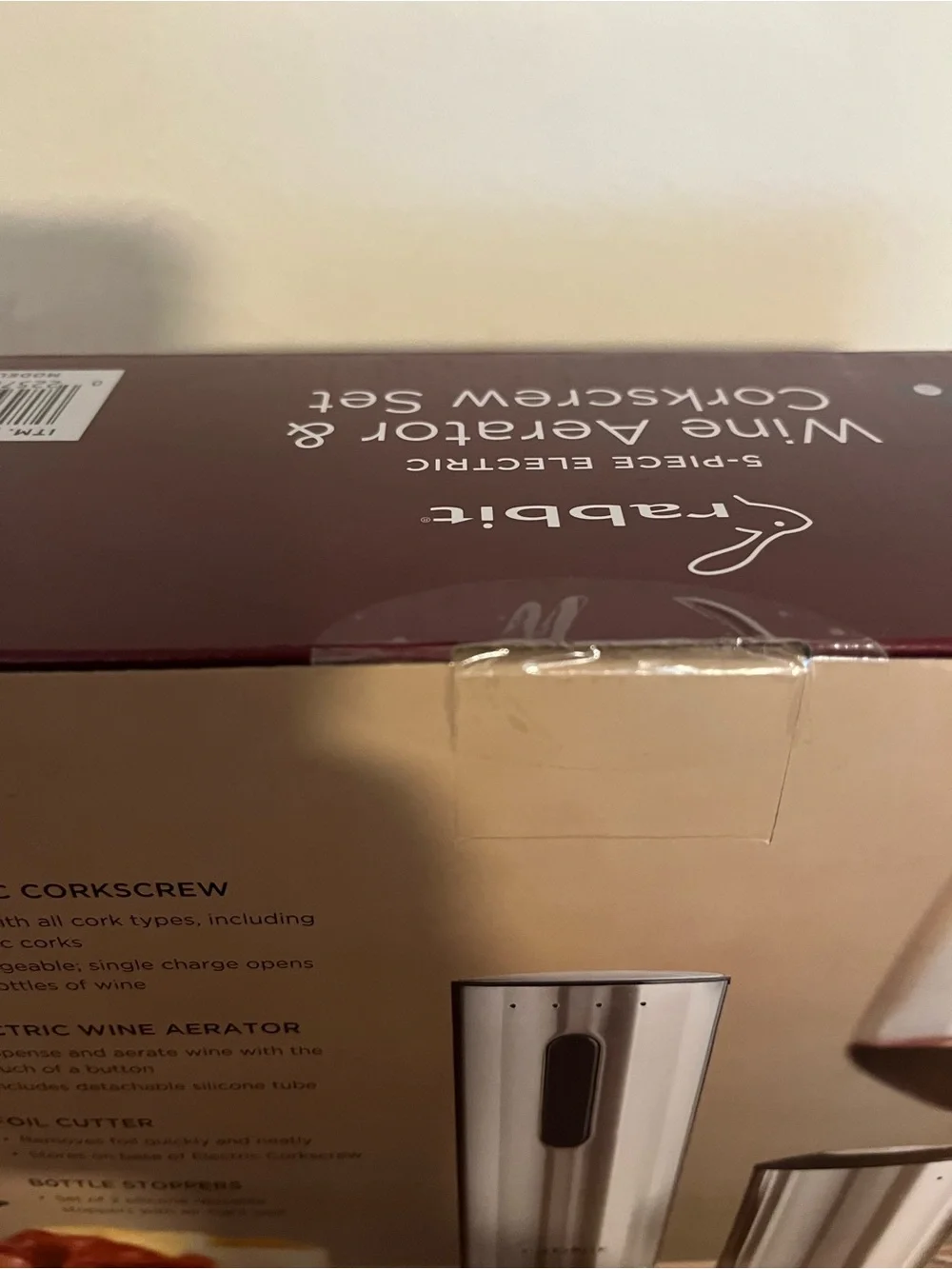 NIB Rabbit 5 piece electric wine aerator & corkscrew set